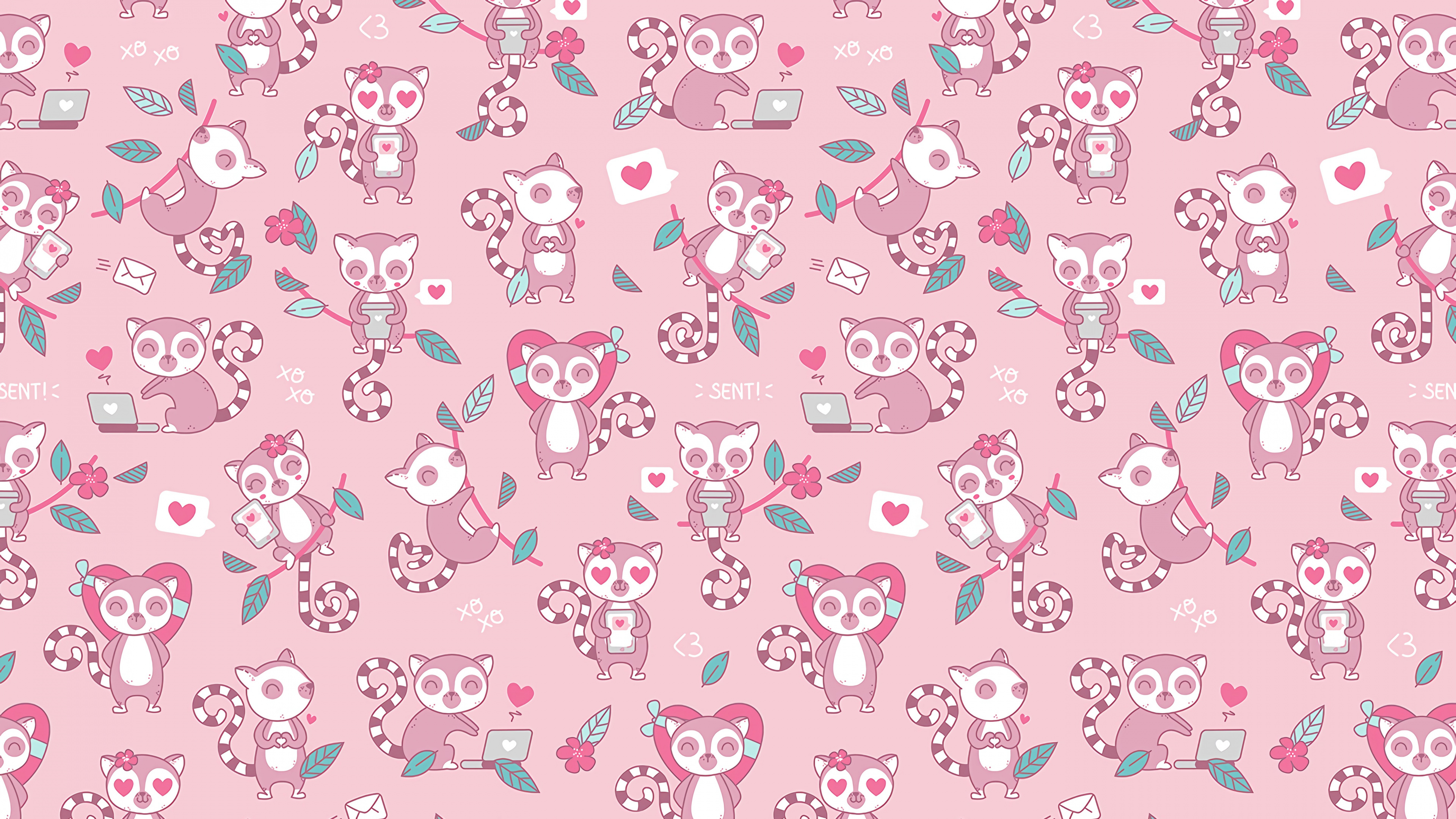 Textile Imprimé Coeur et Coeur Rose et Blanc. Wallpaper in 3840x2160 Resolution