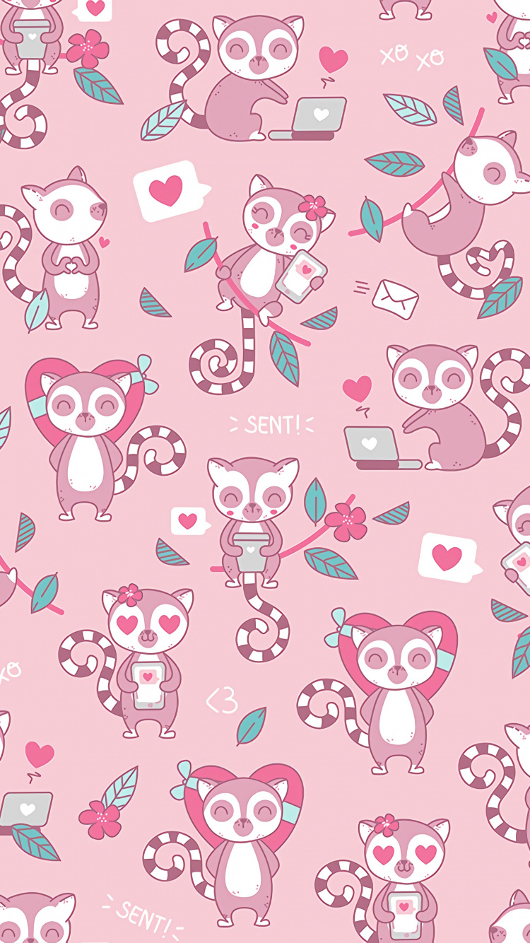 Textile Imprimé Coeur et Coeur Rose et Blanc. Wallpaper in 750x1334 Resolution