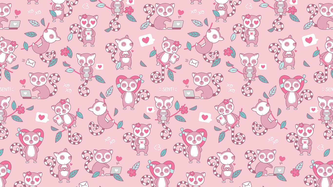 Corazón Rosa y Blanco y Textil Estampado de Corazones. Wallpaper in 1366x768 Resolution