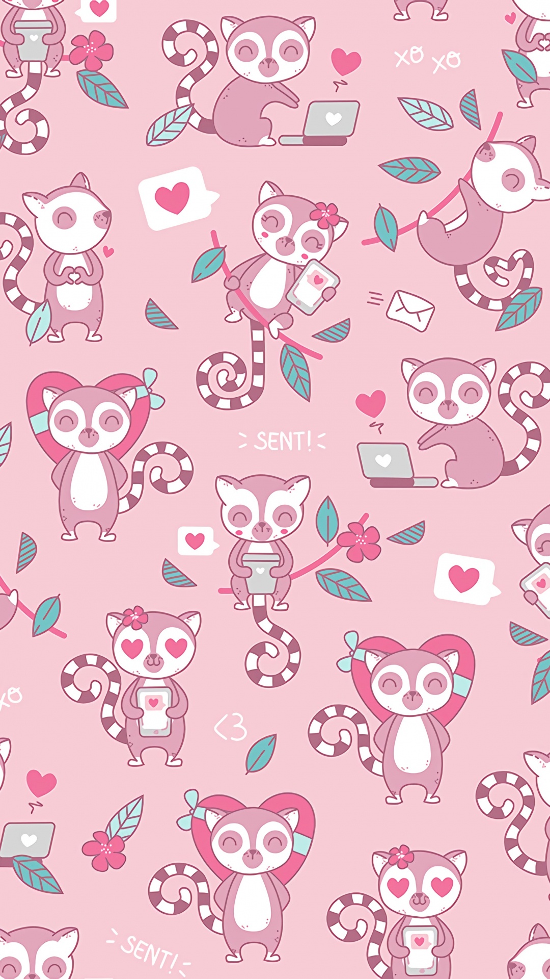 Rosa-weißes Herz Und Herzdruck Textil. Wallpaper in 1080x1920 Resolution