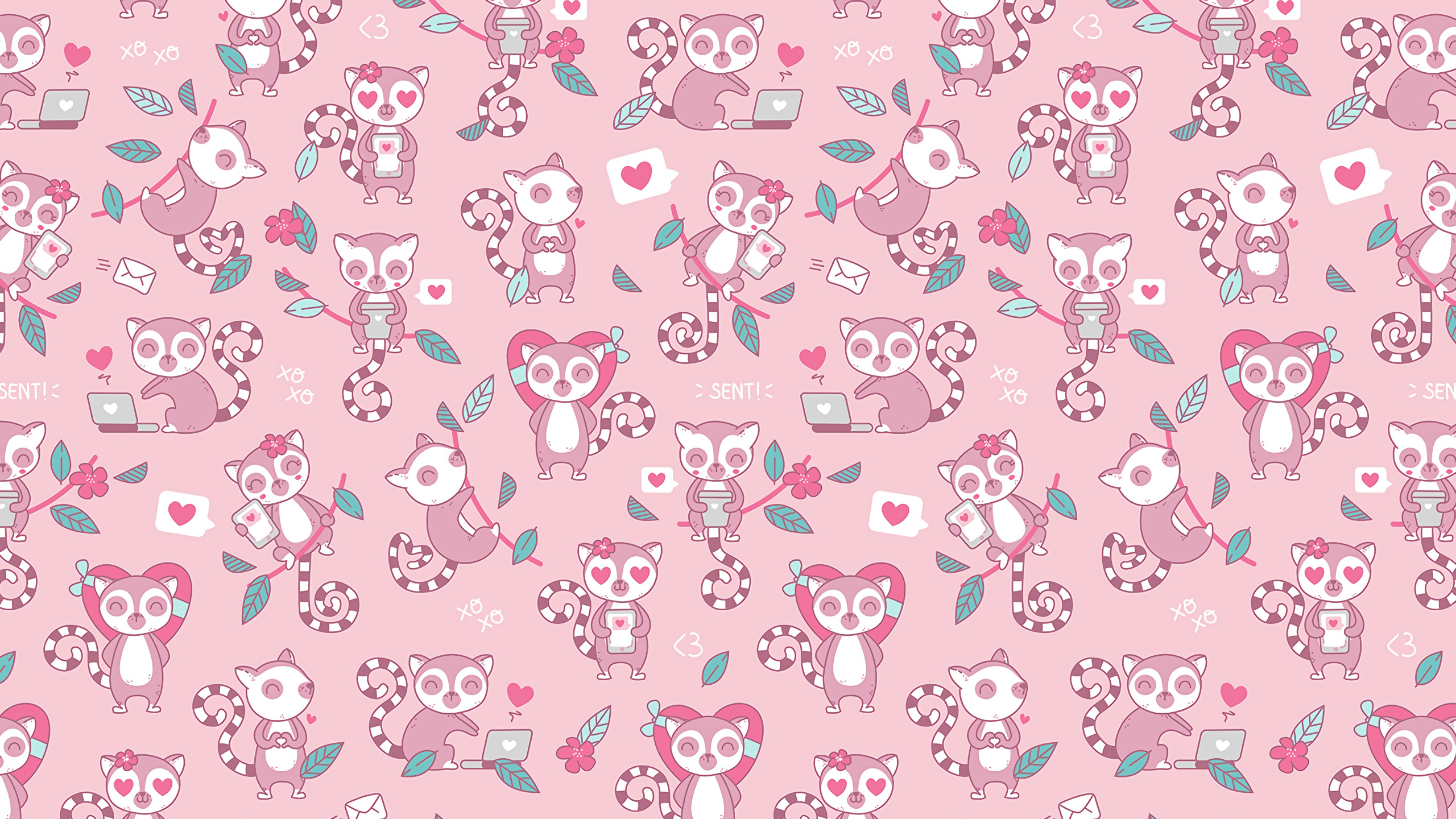 Rosa-weißes Herz Und Herzdruck Textil. Wallpaper in 2560x1440 Resolution