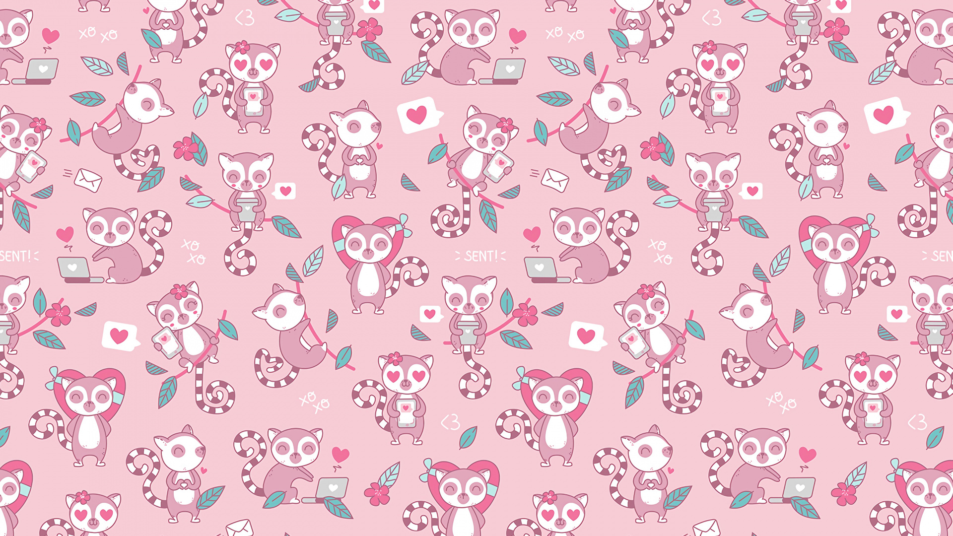 Pink and White Heart and Heart Print Textile. Wallpaper in 1920x1080 Resolution