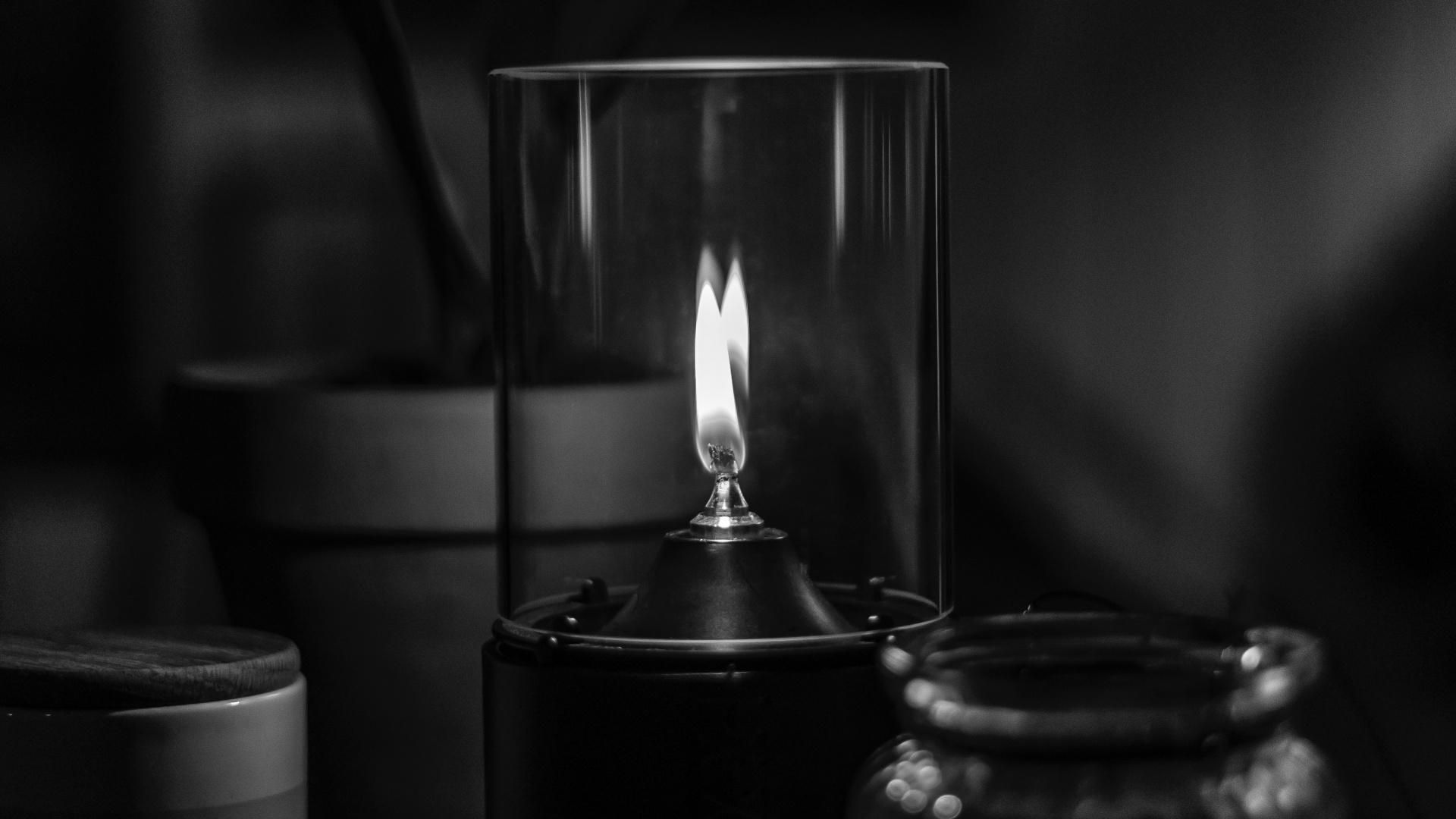 Grayscale Photo of Lighted Candle. Wallpaper in 1920x1080 Resolution