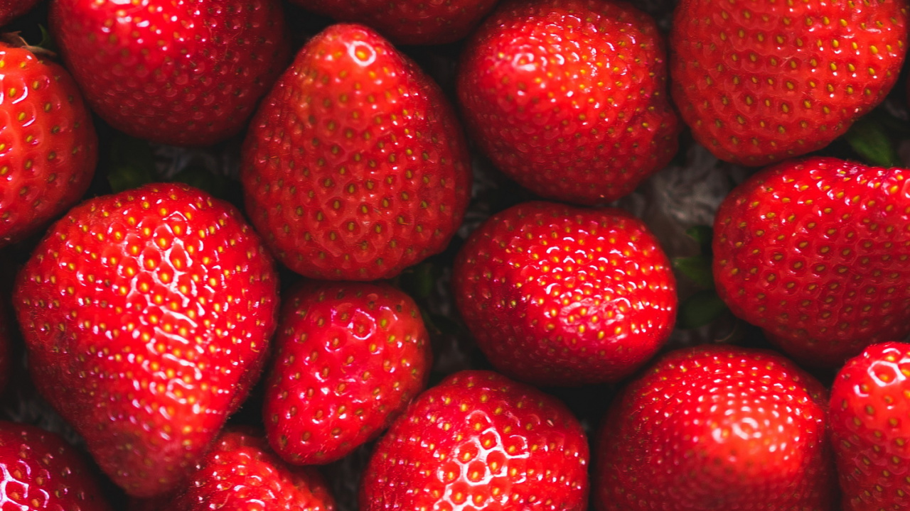 Strawberry, Fruit, Wall, Garnish, Raspberry. Wallpaper in 1280x720 Resolution