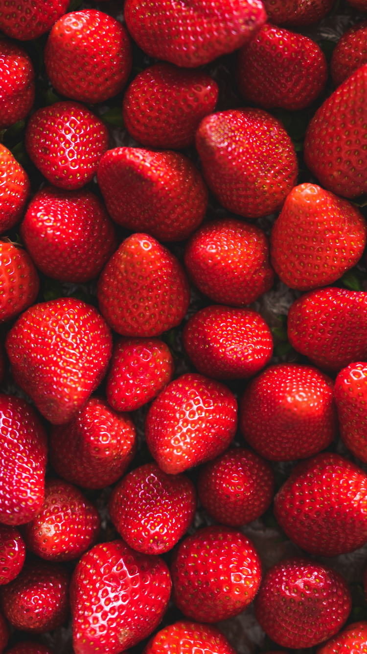 Strawberry, Fruit, Wall, Garnish, Raspberry. Wallpaper in 750x1334 Resolution