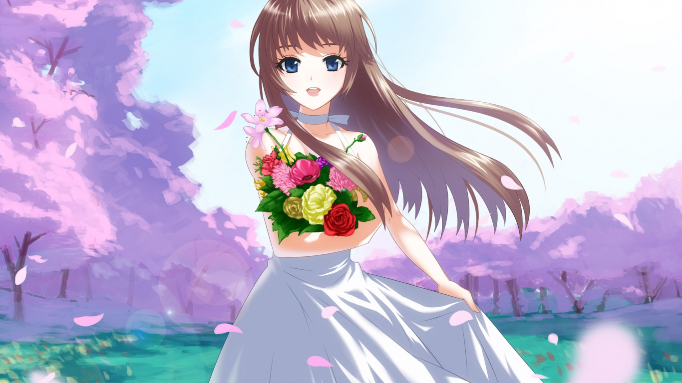 Fille en Robe Rose Personnage Anime. Wallpaper in 1366x768 Resolution