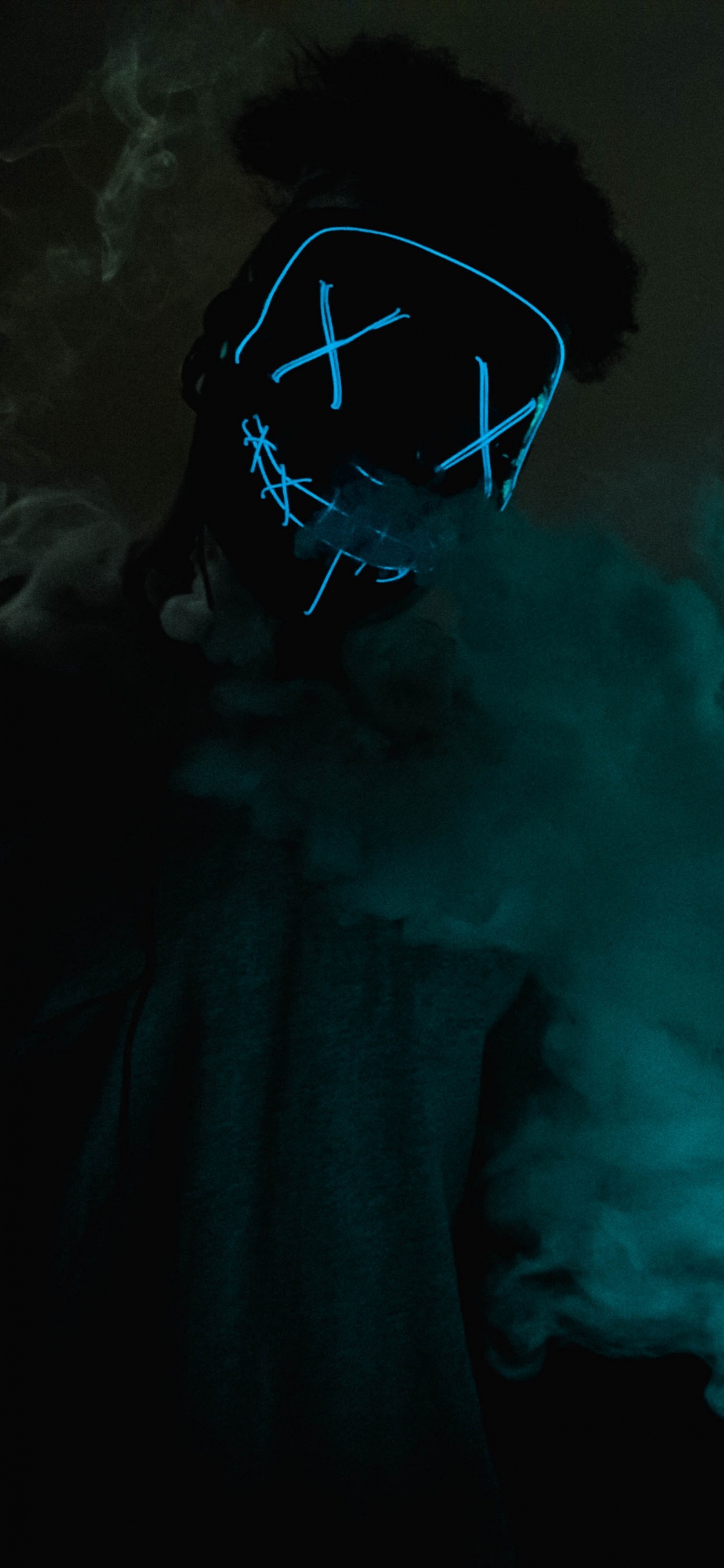 电蓝色的, 面罩, 发光二极管, 绿色的, 视觉效果的灯光 壁纸 1125x2436 允许