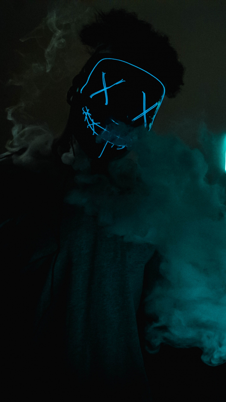 电蓝色的, 面罩, 发光二极管, 绿色的, 视觉效果的灯光 壁纸 750x1334 允许