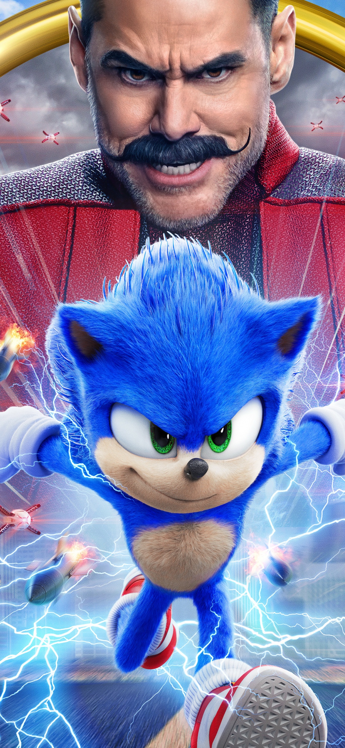 Sonic L'hérisson, Jeff Fowler, Paramount Pictures, Action, Blue. Wallpaper in 1125x2436 Resolution