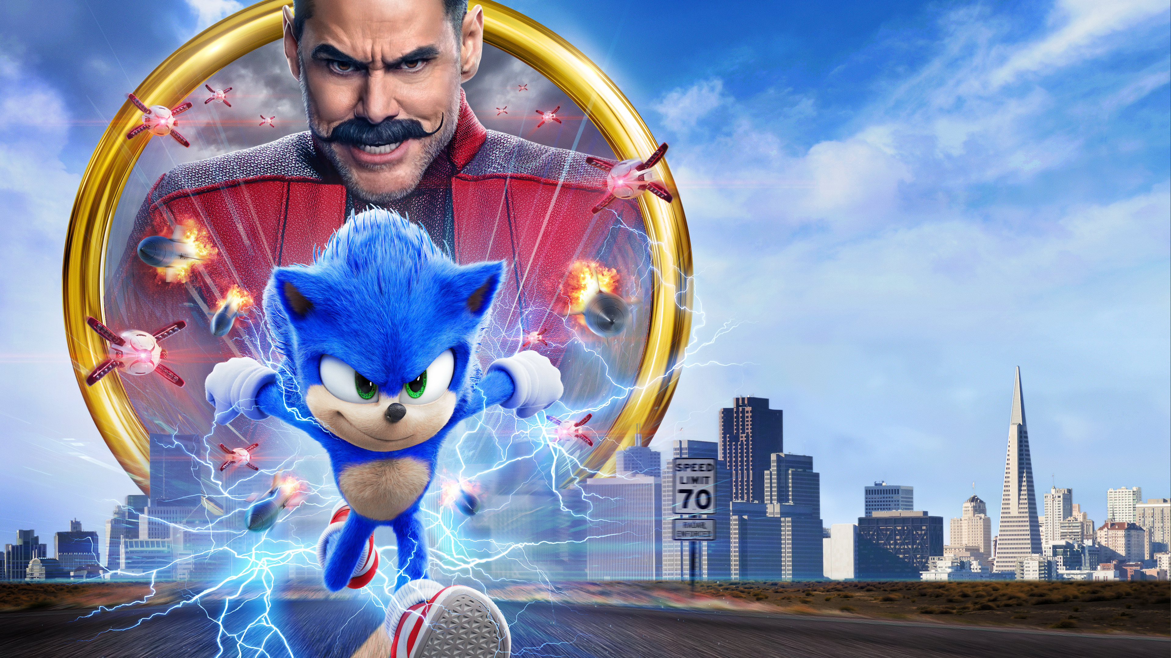 Sonic L'hérisson, Jeff Fowler, Paramount Pictures, Action, Blue. Wallpaper in 3840x2160 Resolution
