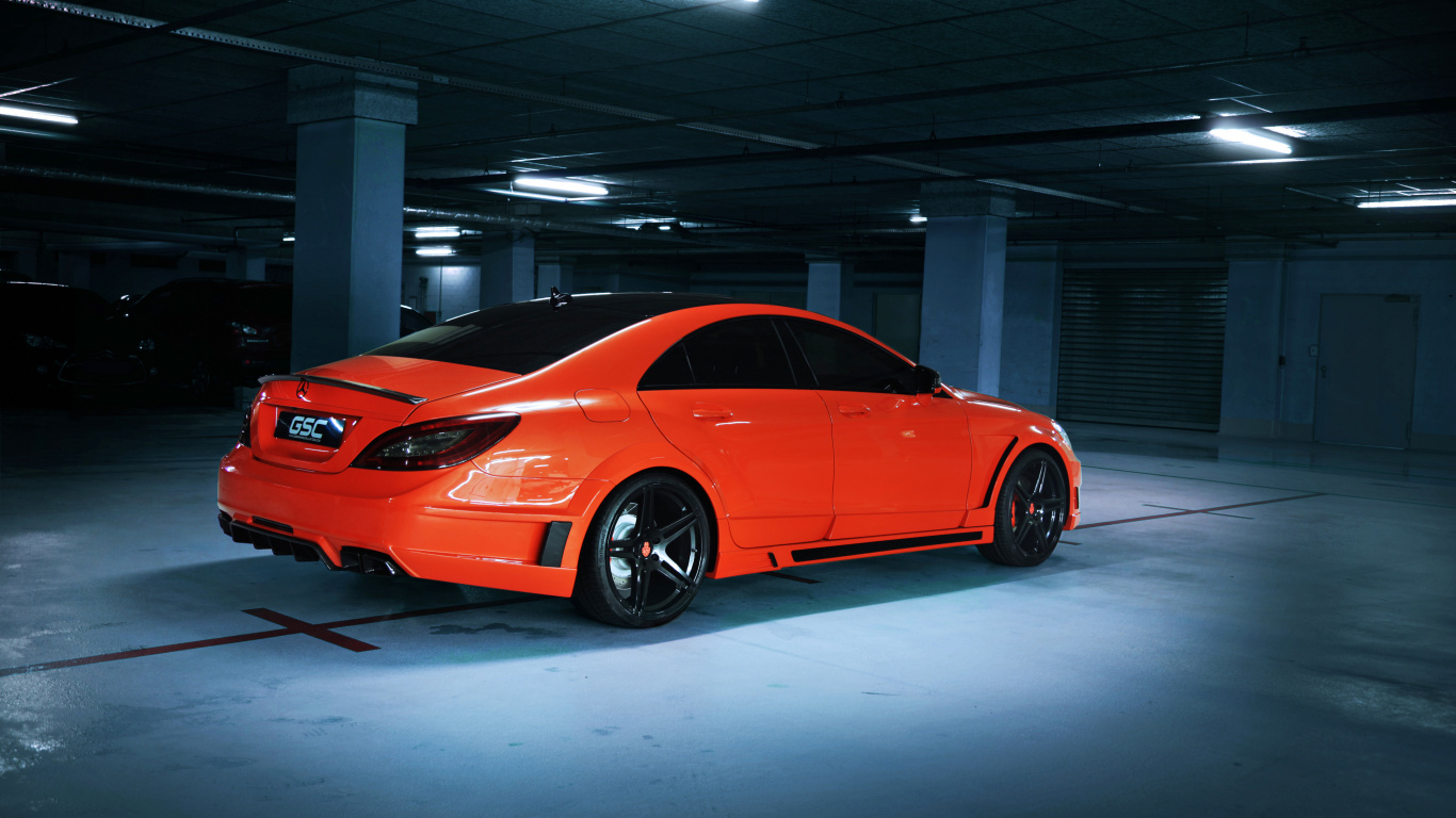 Orange Ferrari 458 Italia Parked in Building. Wallpaper in 1366x768 Resolution