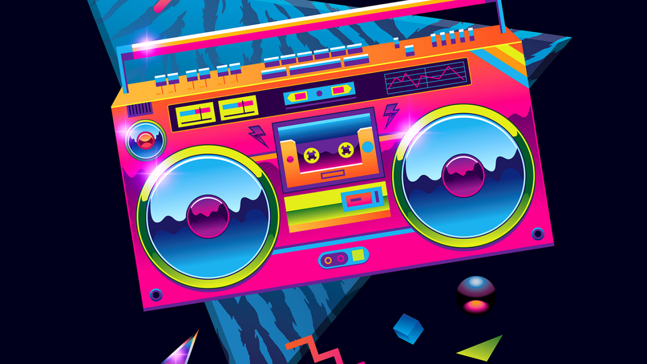 80er Ghettoblaster Bunt, 1980er Jahre, 1990er Jahre, 1970er Jahre, 1950er. Wallpaper in 1280x720 Resolution