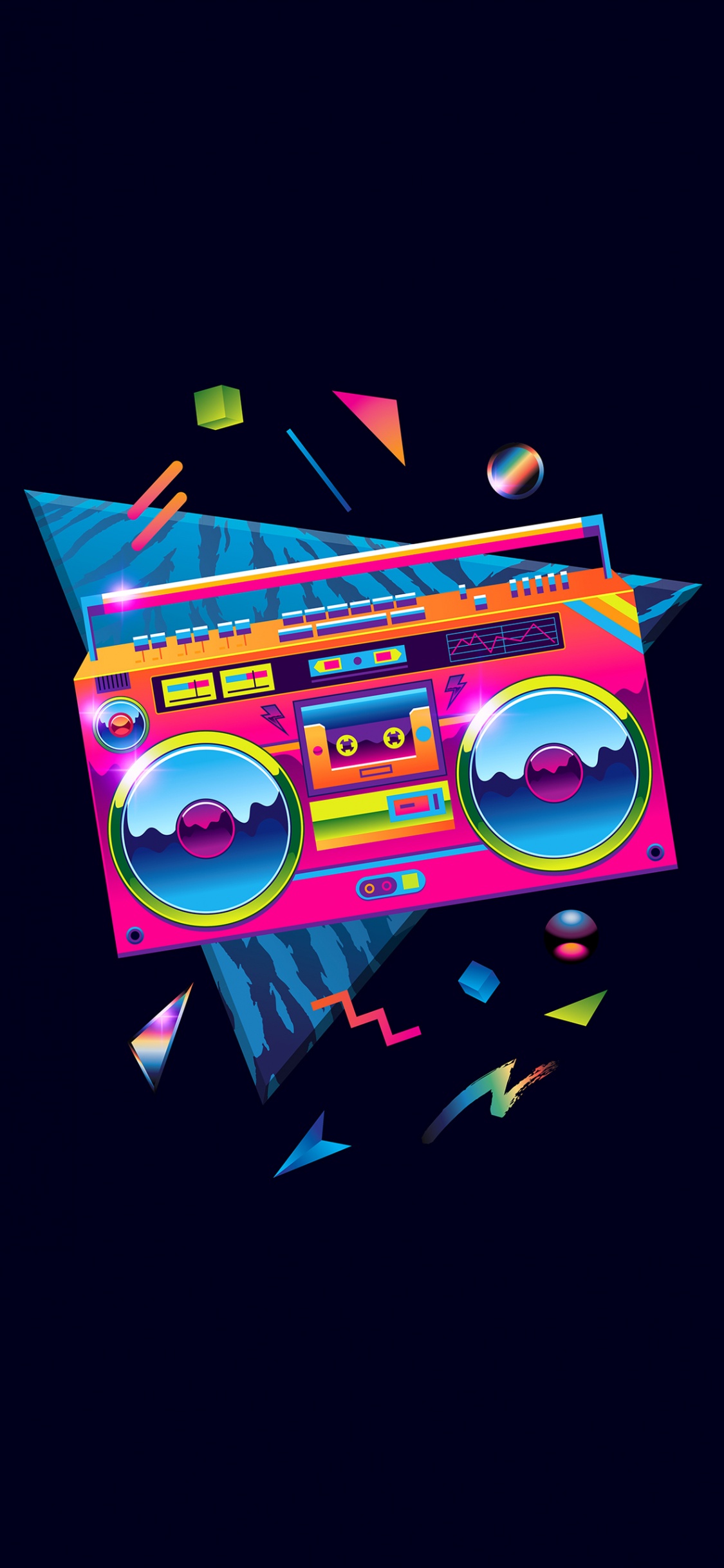 80s Boombox Colorful, 1980s, 1990s, 1970s, 1950s. Wallpaper in 1125x2436 Resolution