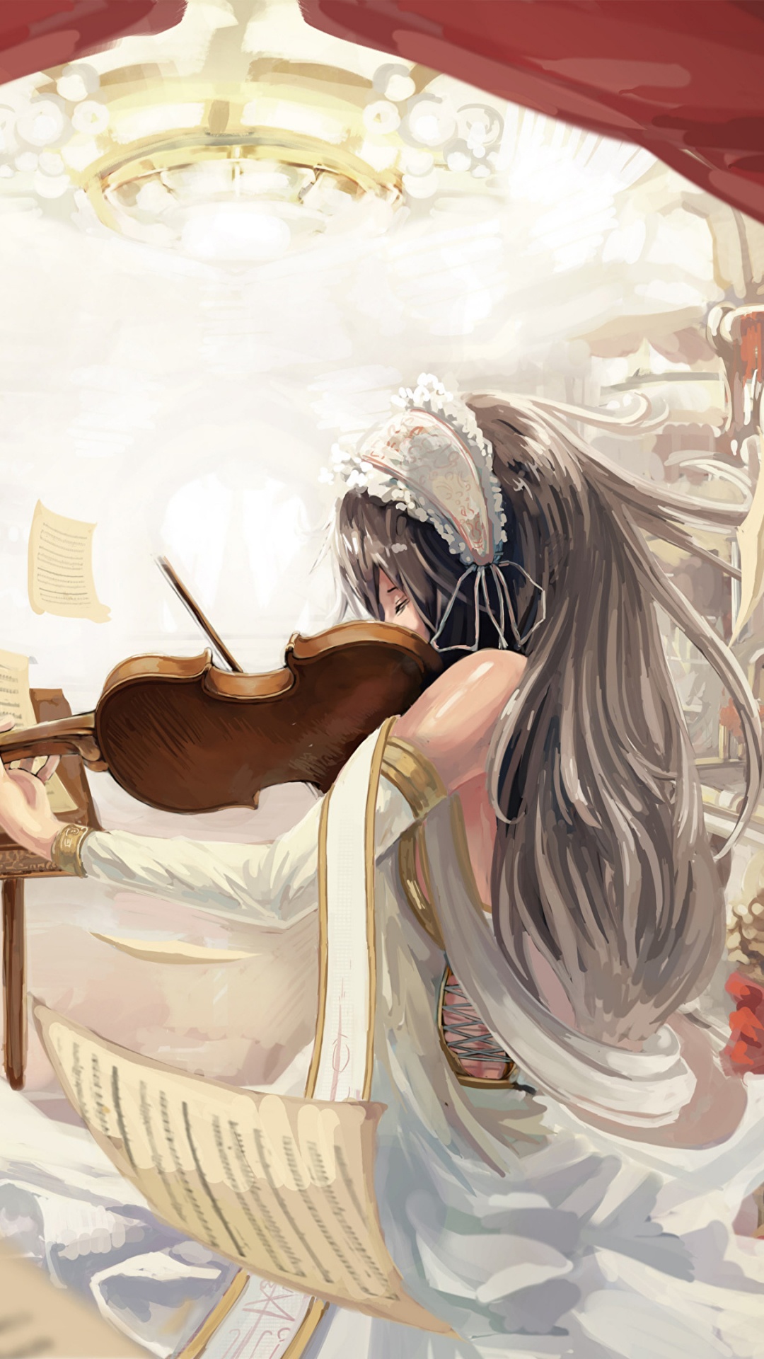 Violin, Anime, Illustration, Art, Anime Music Video. Wallpaper in 1080x1920 Resolution