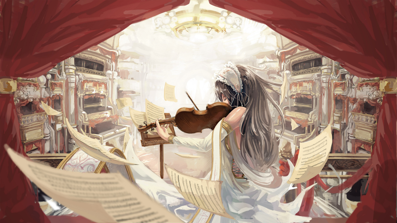 Violin, Anime, Illustration, Art, Anime Music Video. Wallpaper in 1280x720 Resolution