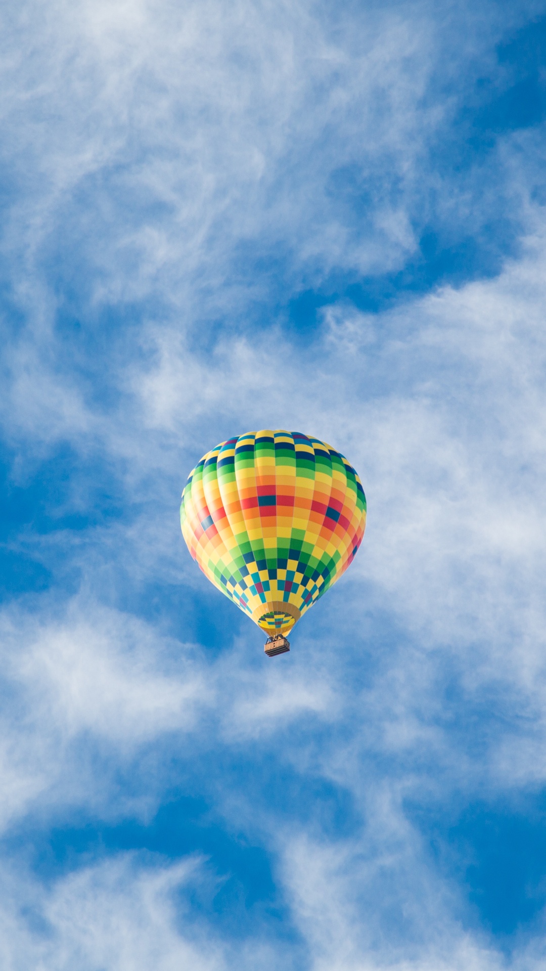 Yellow Hot Air Balloon in Mid Air Under Blue Sky During Daytime. Wallpaper in 1080x1920 Resolution