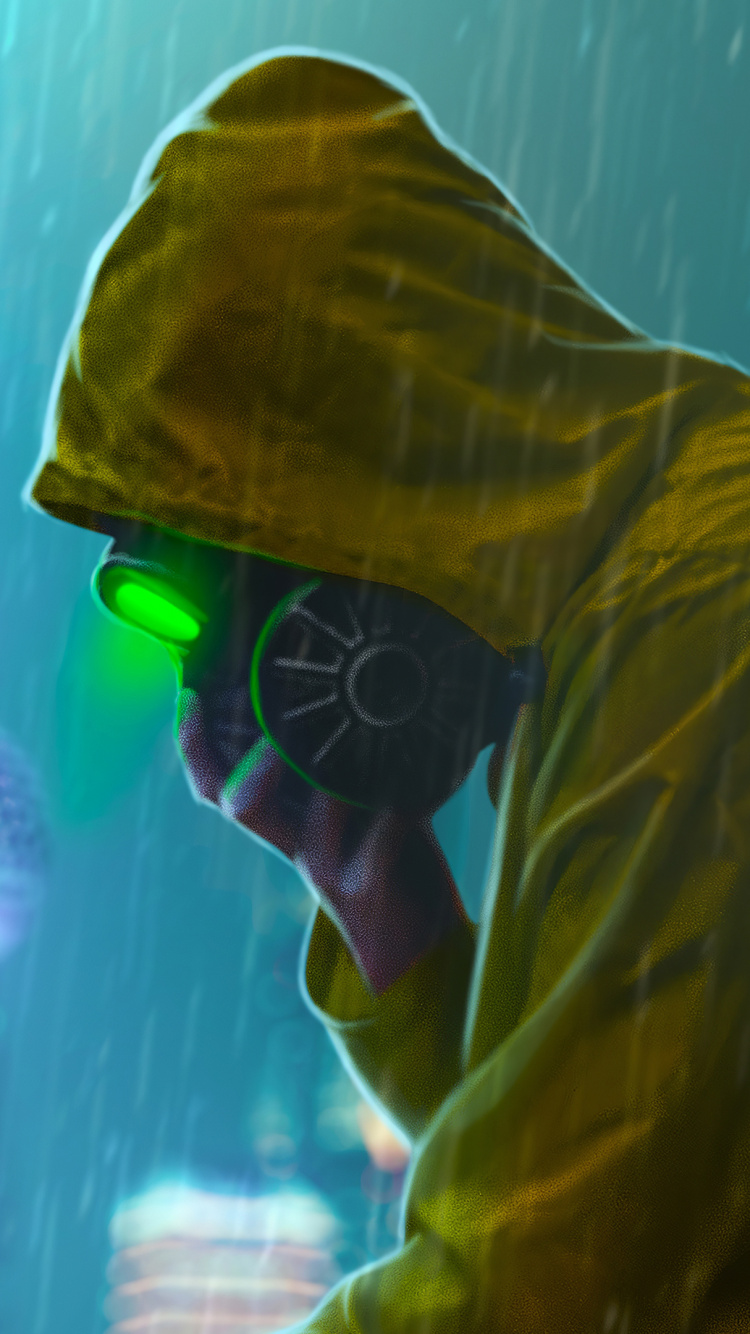 Man in Yellow Hoodie Wearing Black Goggles. Wallpaper in 750x1334 Resolution