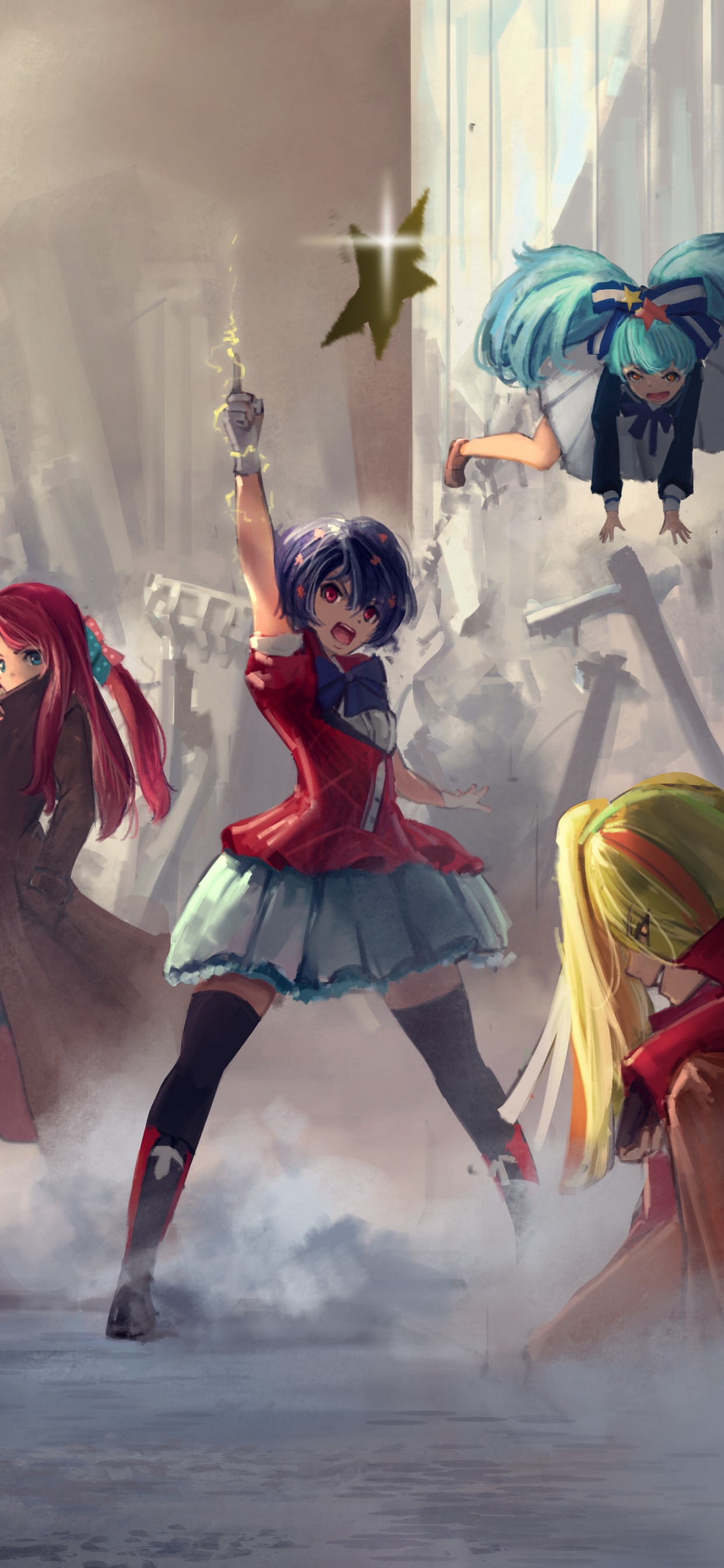 Gruppe Von Frauen in Weißen Und Schwarzen Kleidern, Die Auf Der Straße Tanzen. Wallpaper in 1242x2688 Resolution