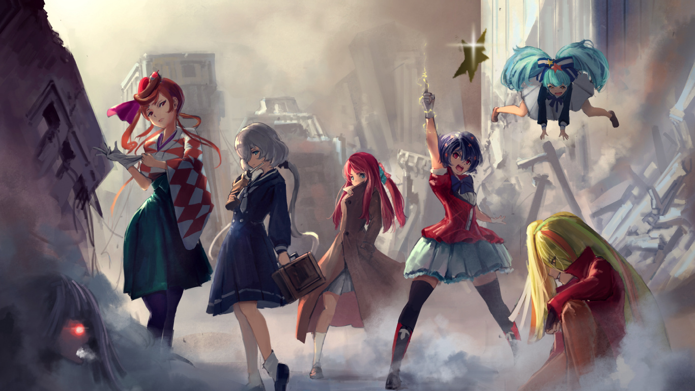 Groupe de Femmes en Robe Blanche et Noire Dansant Dans la Rue. Wallpaper in 1366x768 Resolution