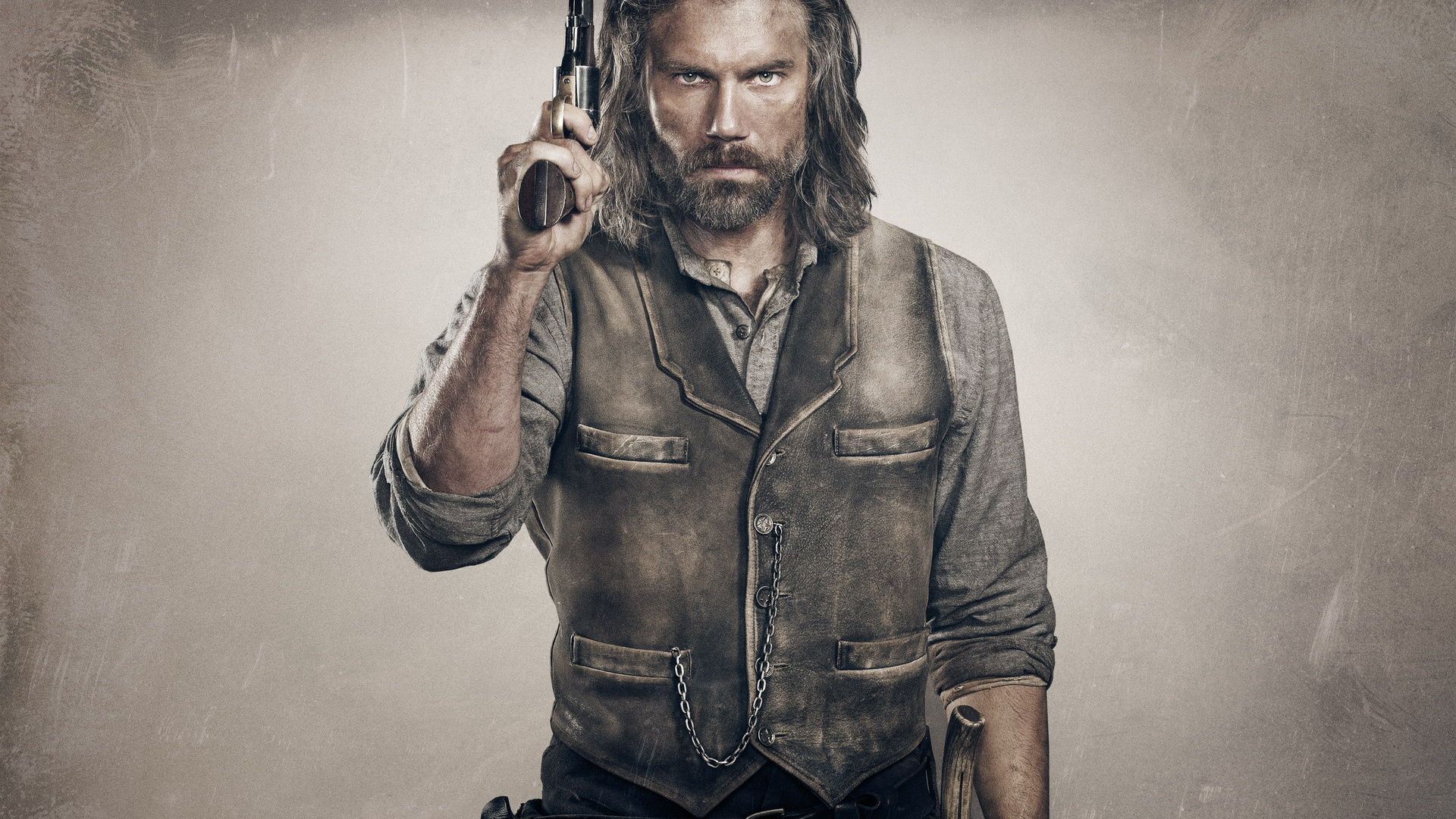 L'homme en Chemise Boutonnée Marron Tenant un Fusil Noir. Wallpaper in 1920x1080 Resolution