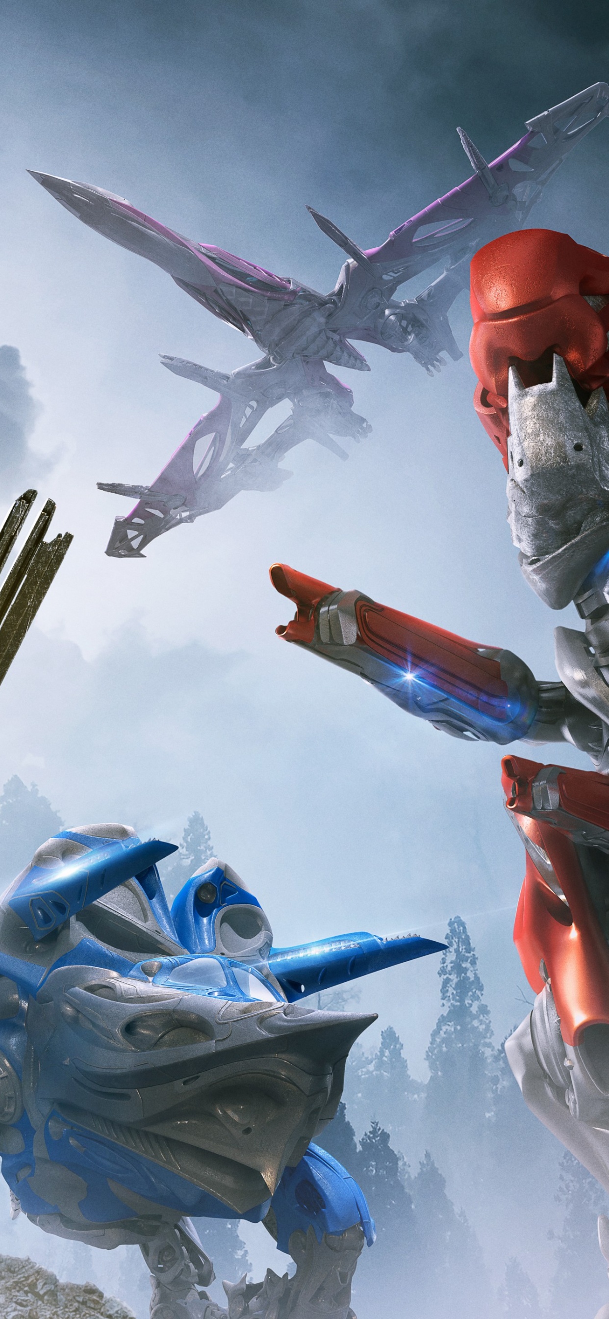 Billy Cranston, Tommy Oliver, Rita Abstoßen, Kimberly Hart, Die Zords. Wallpaper in 1242x2688 Resolution