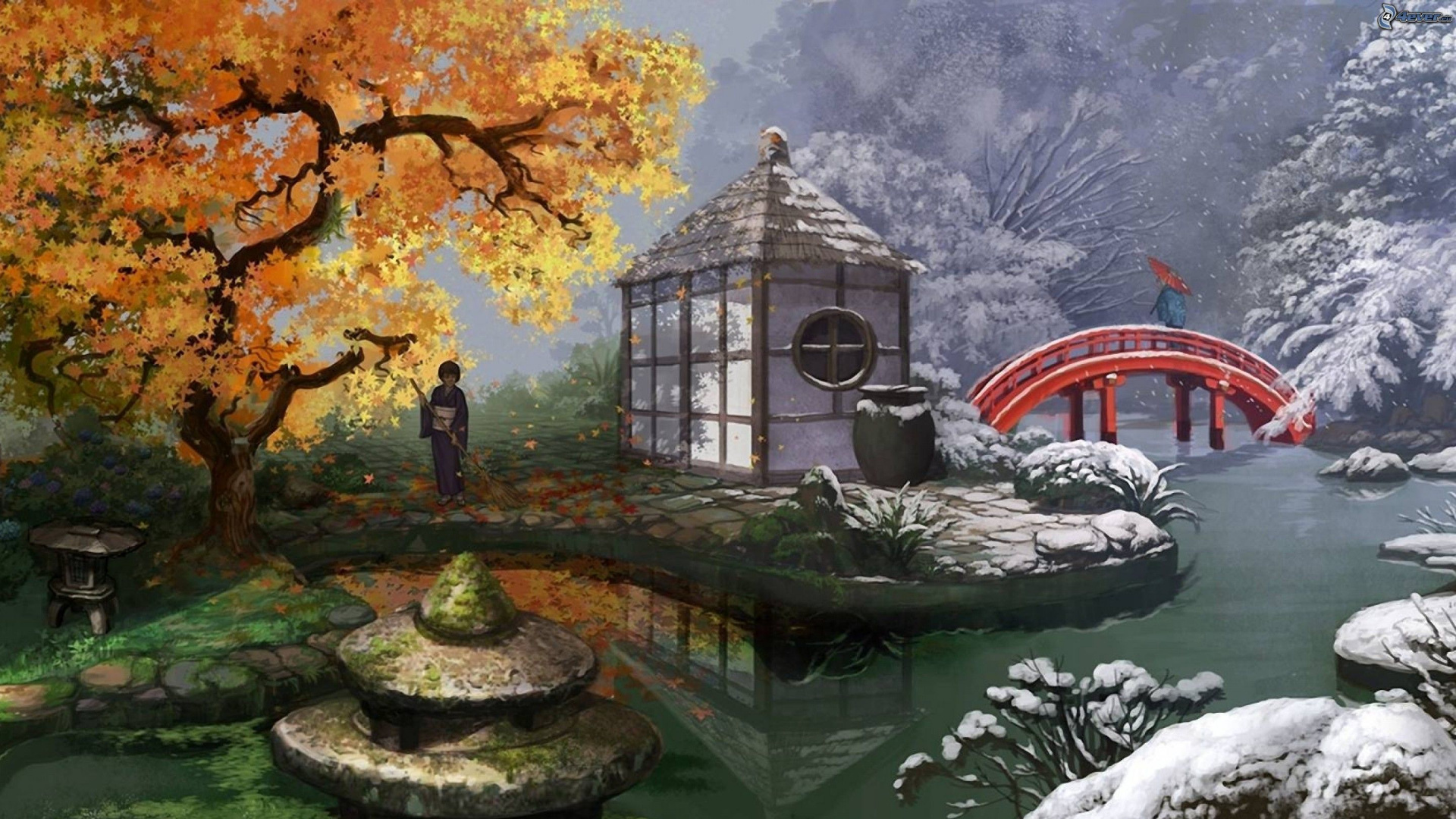 性质, 水道, 反射, 旅游景点, 花园 壁纸 1920x1080 允许