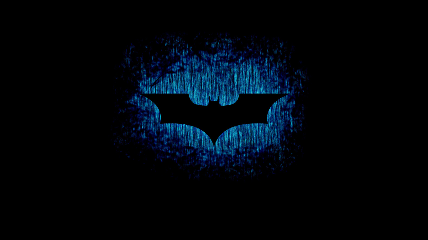 蝙蝠侠, 电蓝色的, 午夜, 天空, 黑色的 壁纸 1366x768 允许