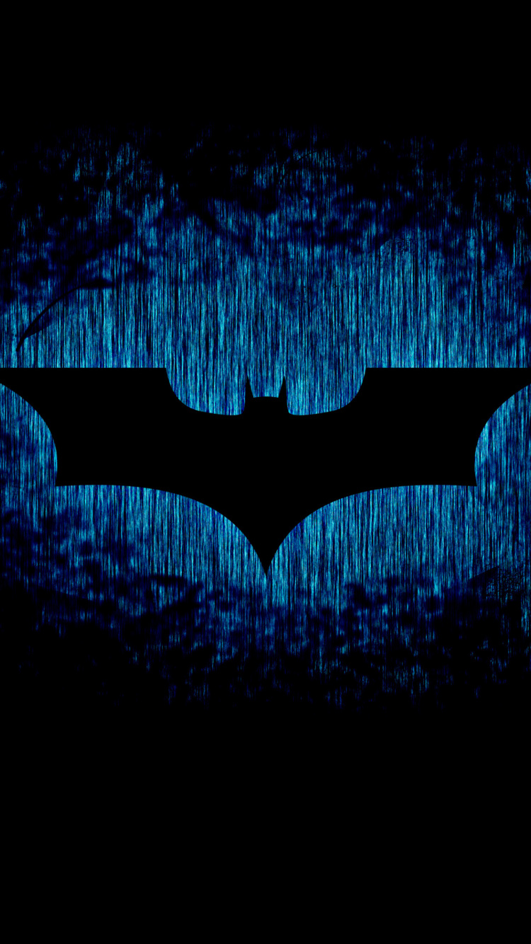 蝙蝠侠, 电蓝色的, 午夜, 天空, 黑色的 壁纸 750x1334 允许