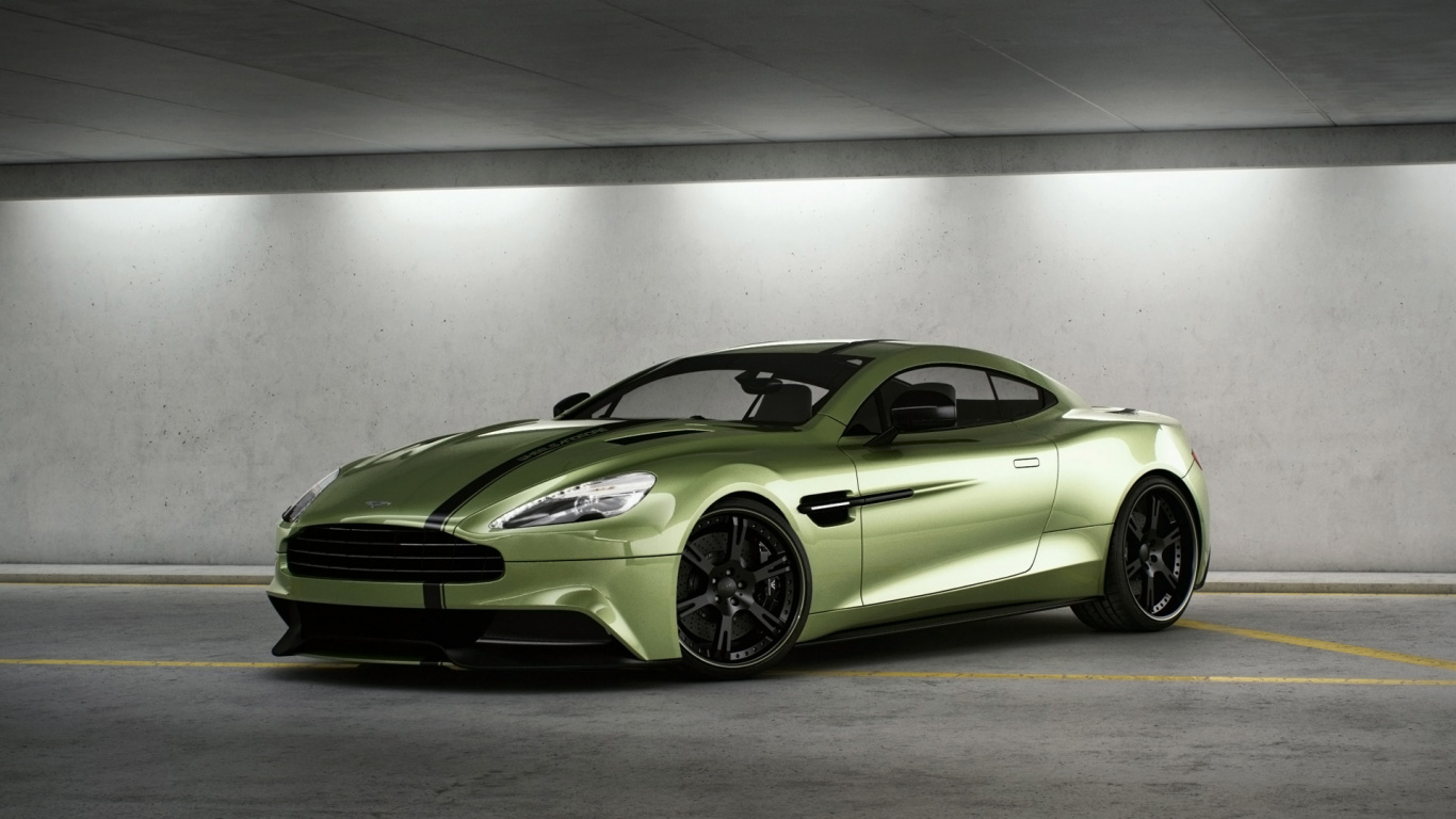 Grüner Porsche 911 in Einem Zimmer Geparkt. Wallpaper in 1366x768 Resolution