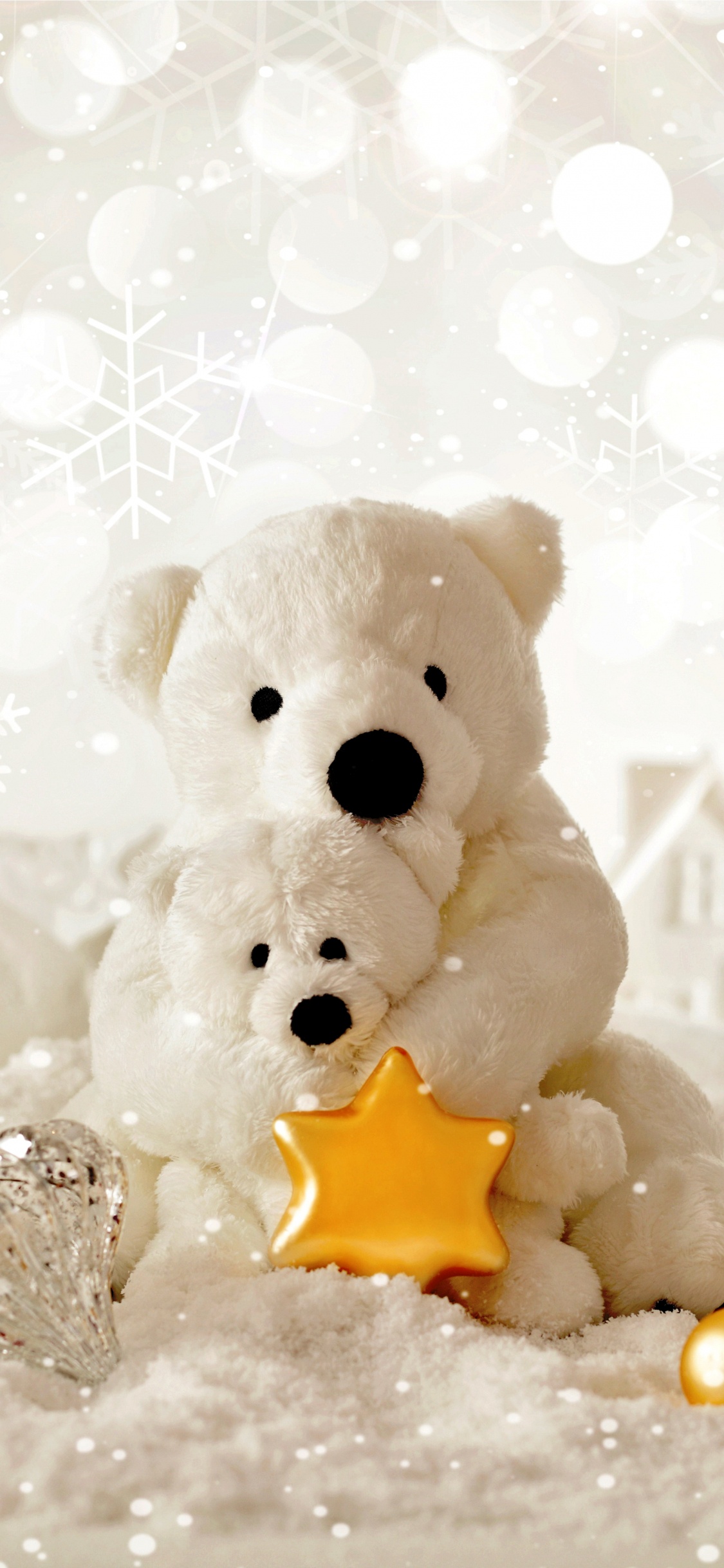 Le Jour De Noël, Ours, Nounours, Ornement de Noël, Hiver. Wallpaper in 1125x2436 Resolution