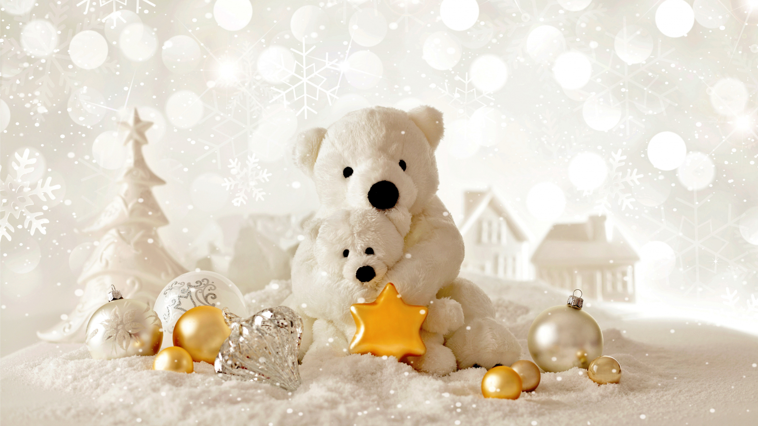 Christmas Day, Polar Bear, Teddy Bear, Christmas Ornament, Bear. Wallpaper in 2560x1440 Resolution