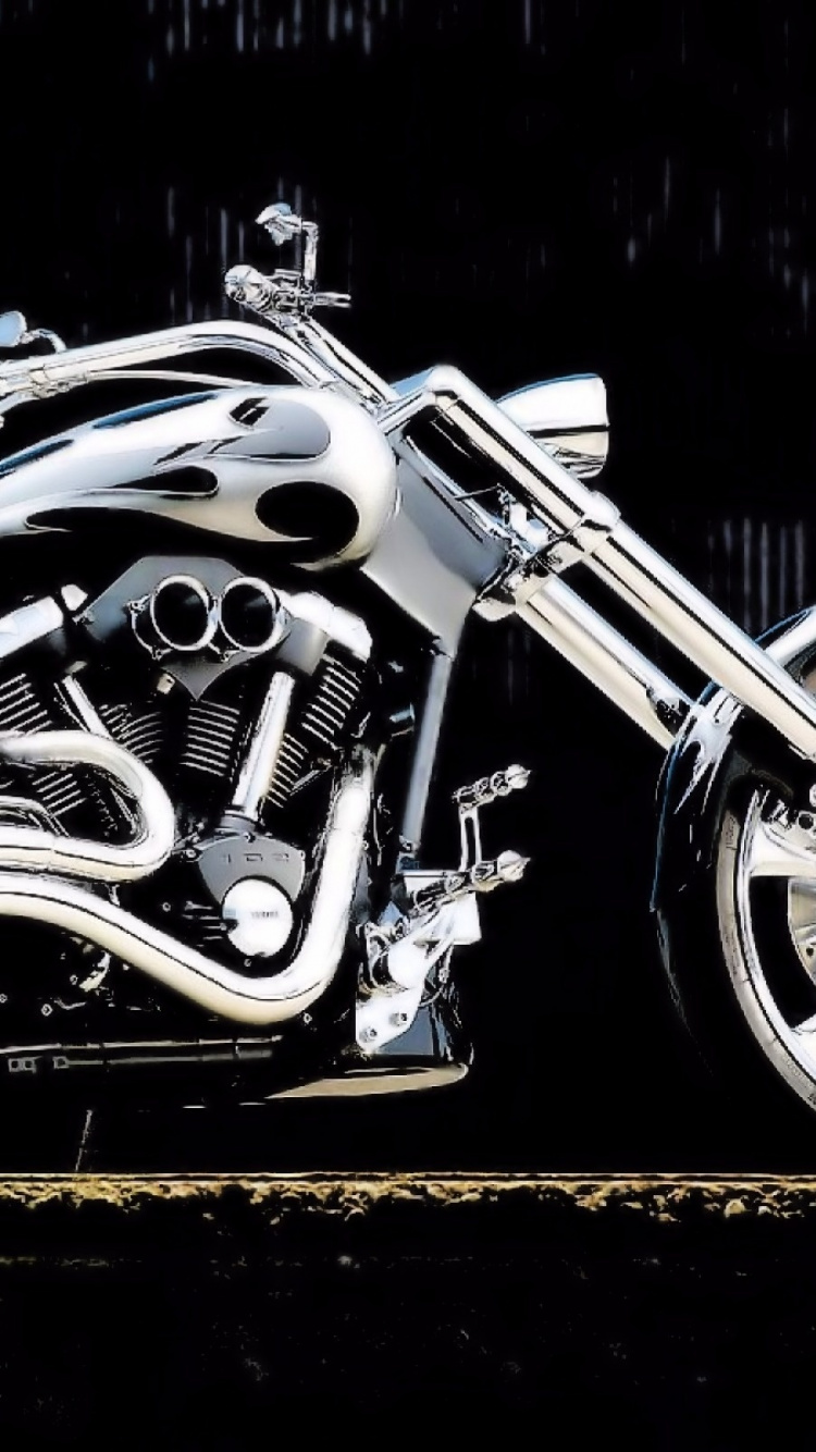 Silbernes Und Schwarzes Cruiser-Motorrad. Wallpaper in 750x1334 Resolution