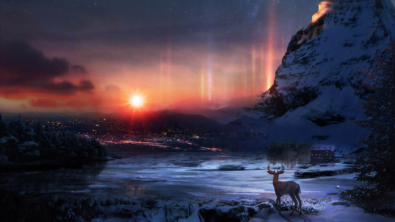 Arte Digital, Ambiente, Luz, Agua, Paisaje Natural. Wallpaper in 1366x768 Resolution