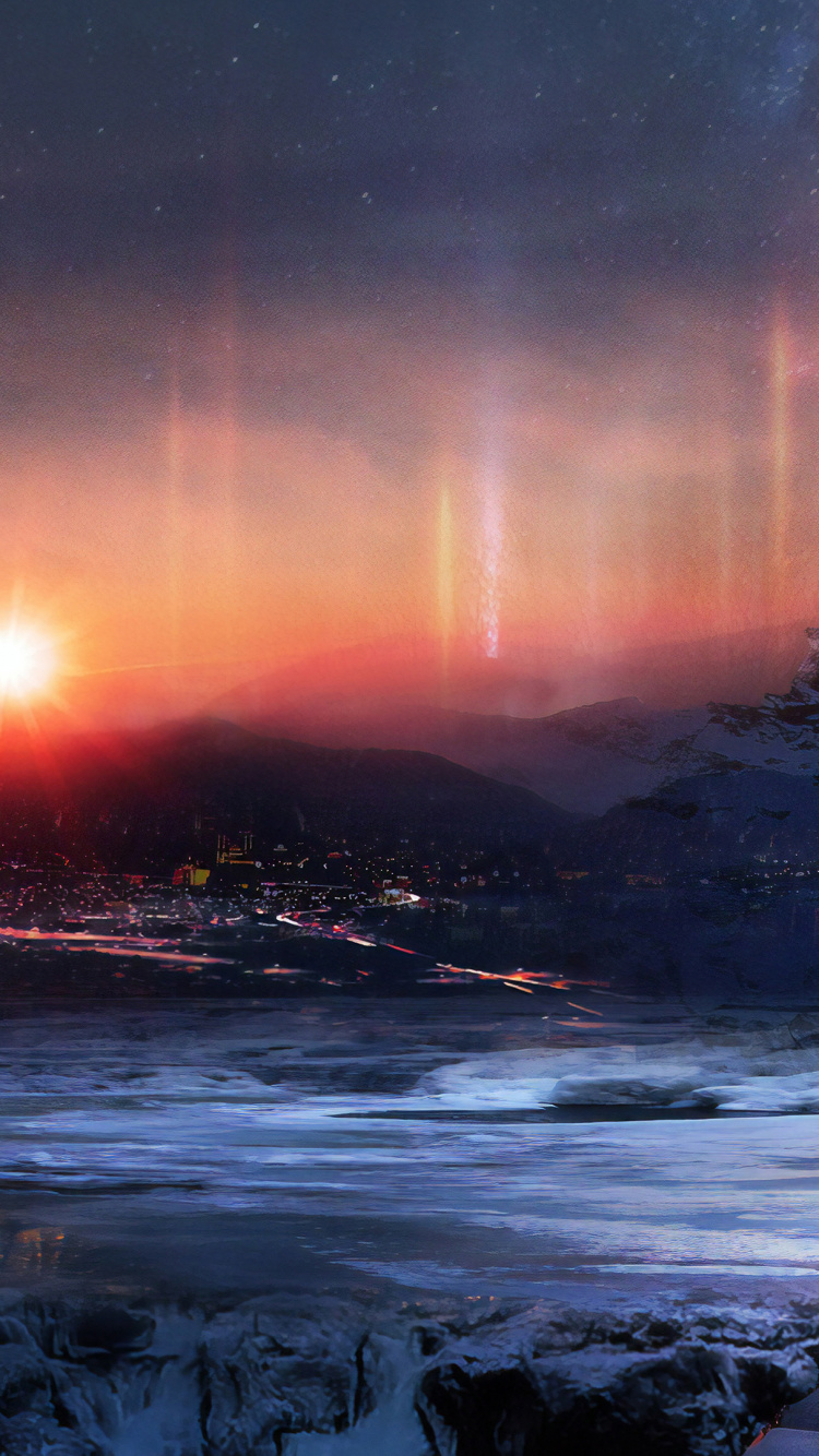 Digitale Kunst, Atmosphäre, Cloud, Licht, Wasser. Wallpaper in 750x1334 Resolution