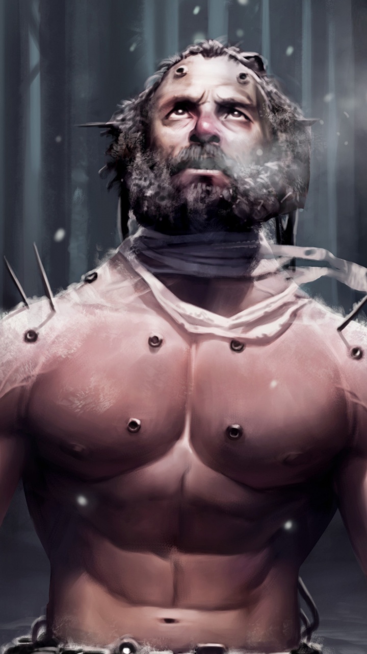 Man in Red and Black Body Paint. Wallpaper in 720x1280 Resolution