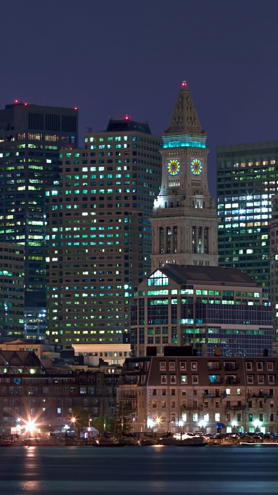 Skyline Der Stadt Bei Nacht Night. Wallpaper in 1080x1920 Resolution