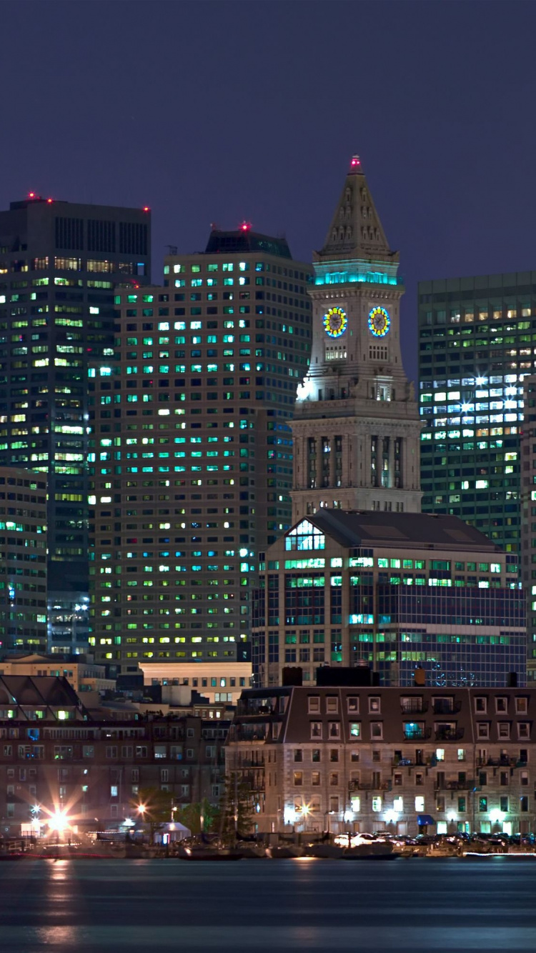 City Skyline During Night Time. Wallpaper in 750x1334 Resolution