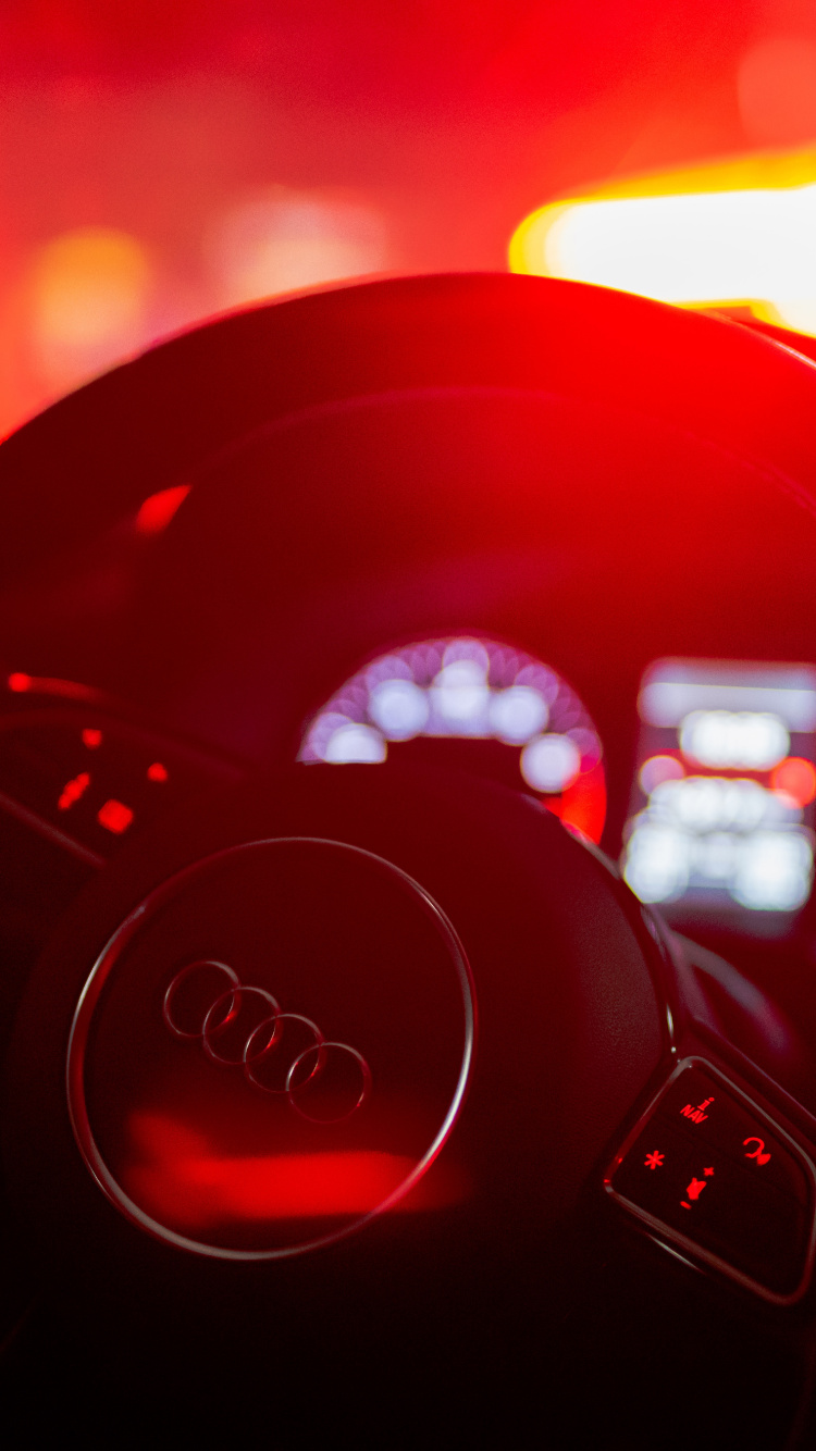 Rotes Und Schwarzes Jeep-Lenkrad. Wallpaper in 750x1334 Resolution