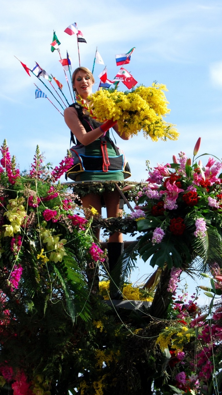 Flores Rojas y Amarillas en Caja de Madera Marrón. Wallpaper in 720x1280 Resolution