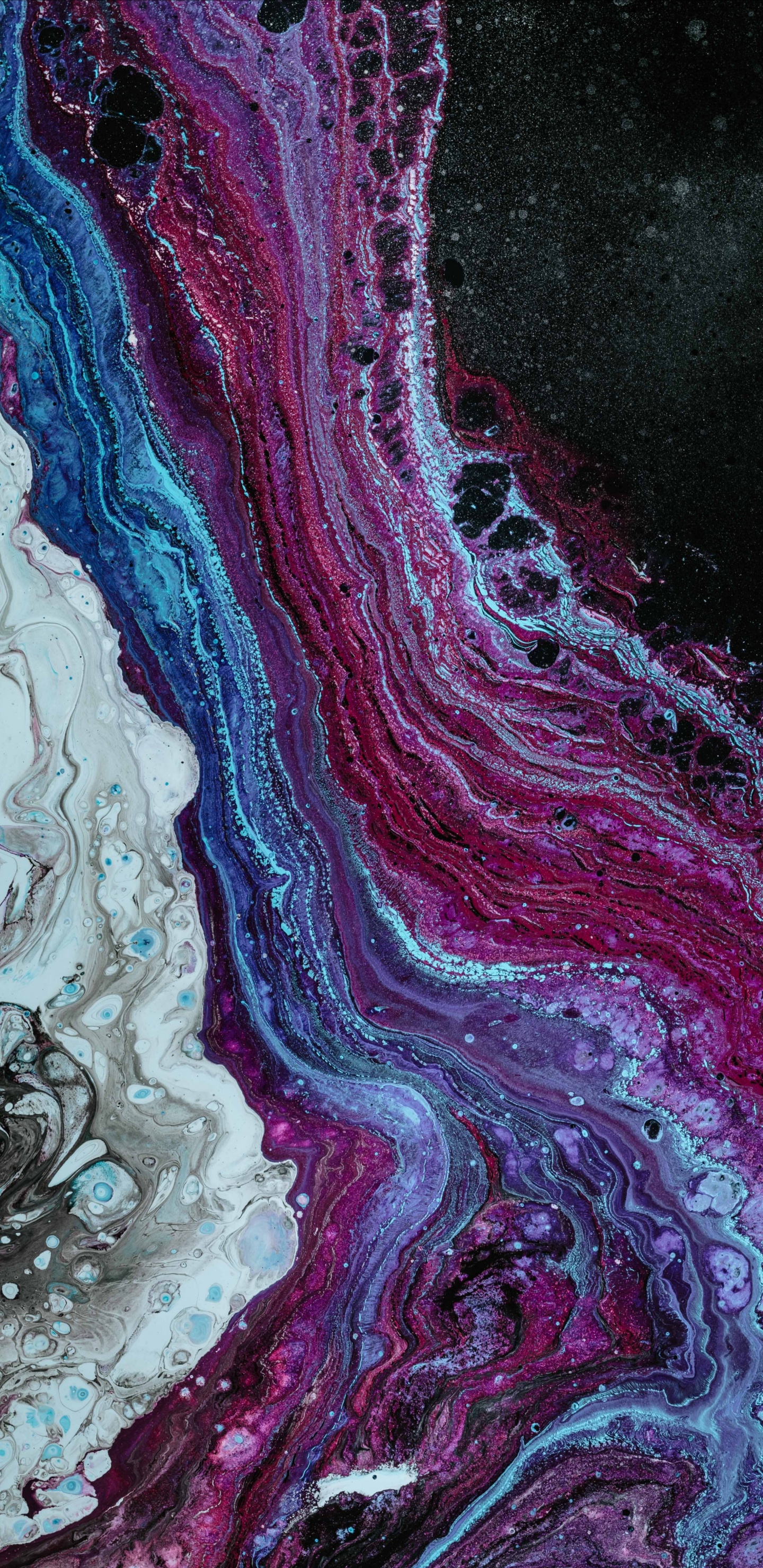 Paint, Purple, Pink, Blue, Water. Wallpaper in 1440x2960 Resolution