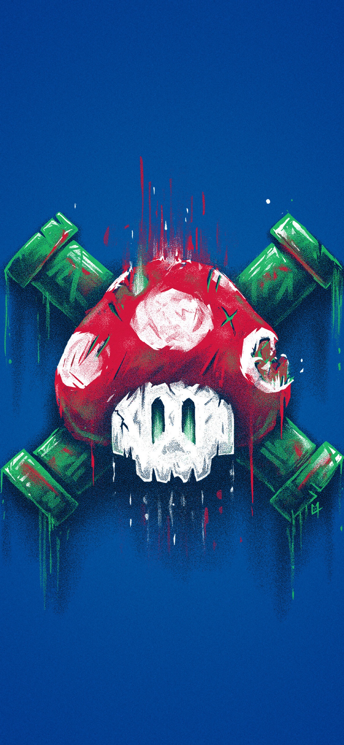 Cráneo de Hongo Mario, Seta, Camiseta, Nintendo, Tubos de Urdimbre. Wallpaper in 1125x2436 Resolution