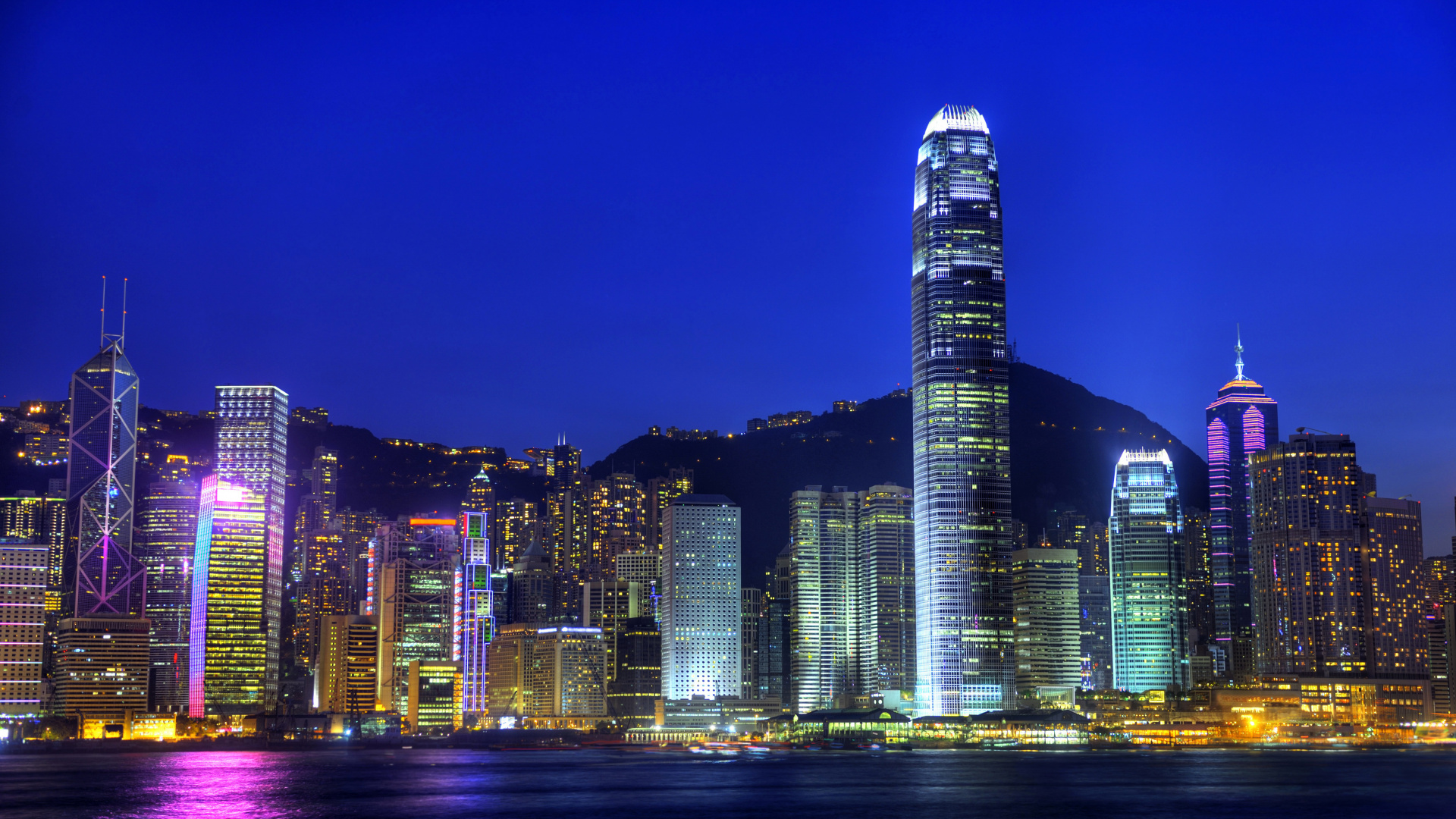 City Skyline During Night Time. Wallpaper in 1920x1080 Resolution