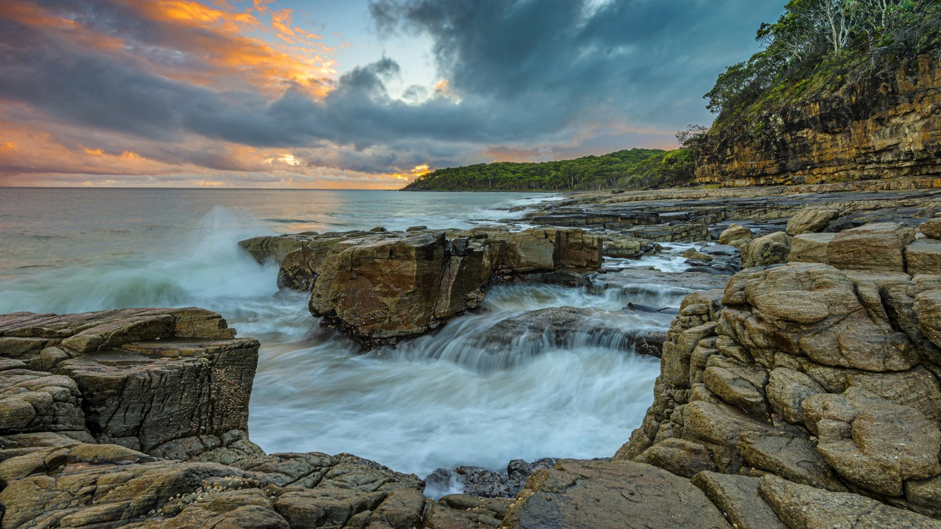 Water Falls Under Cloudy Sky During Daytime. Wallpaper in 1366x768 Resolution