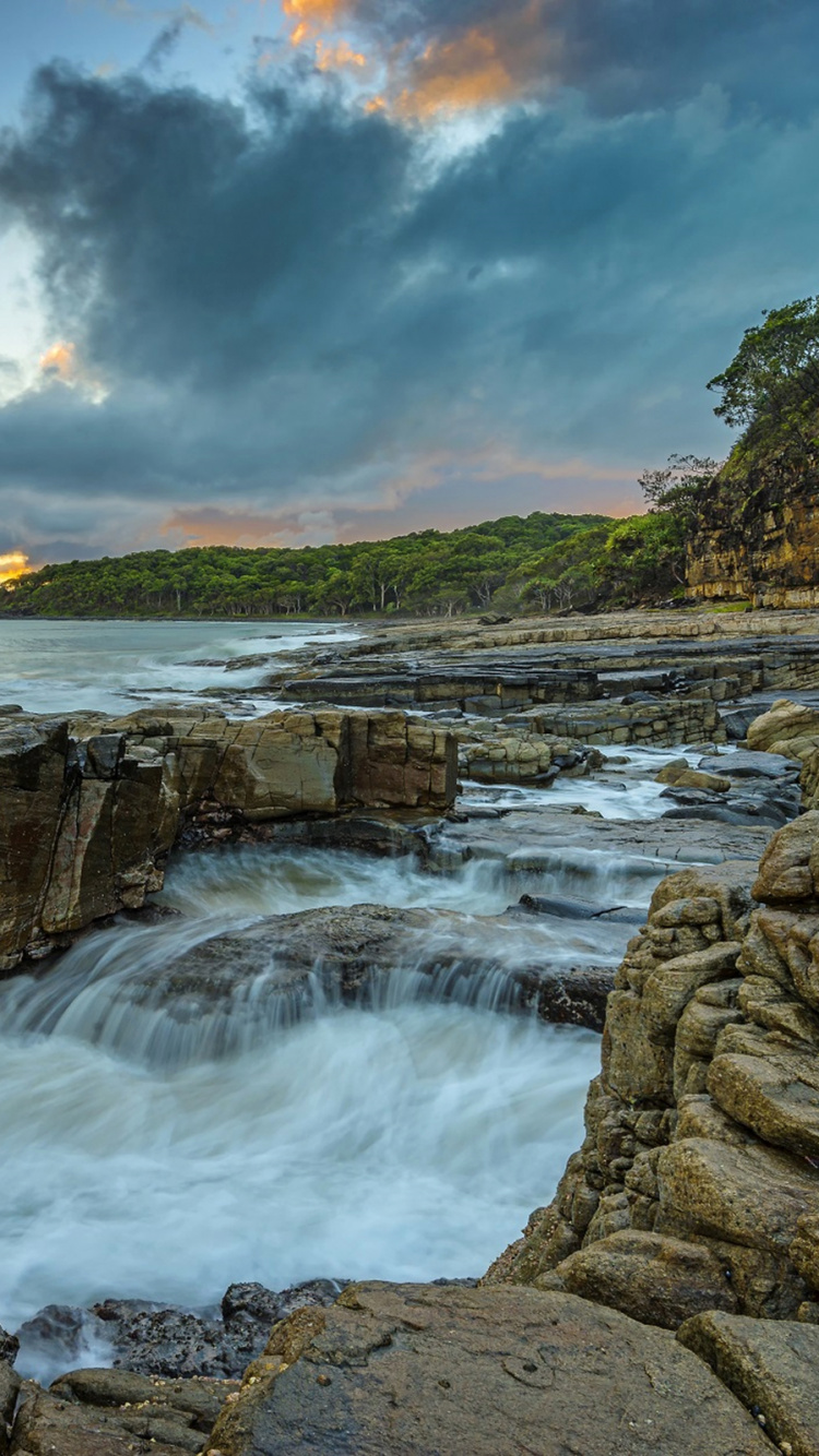 Water Falls Under Cloudy Sky During Daytime. Wallpaper in 750x1334 Resolution