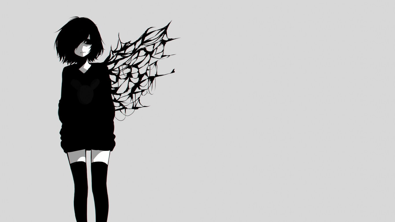 Mujer en Camisa de Manga Larga Negra y Pantalón Negro de Pie. Wallpaper in 1366x768 Resolution