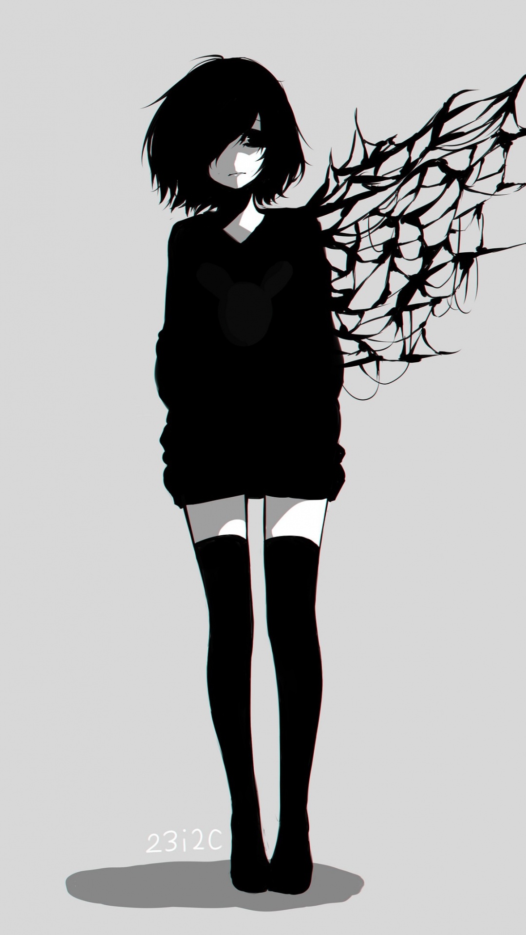 Frau in Schwarzem Langarmshirt Und Schwarzer Hose Stehend. Wallpaper in 1080x1920 Resolution