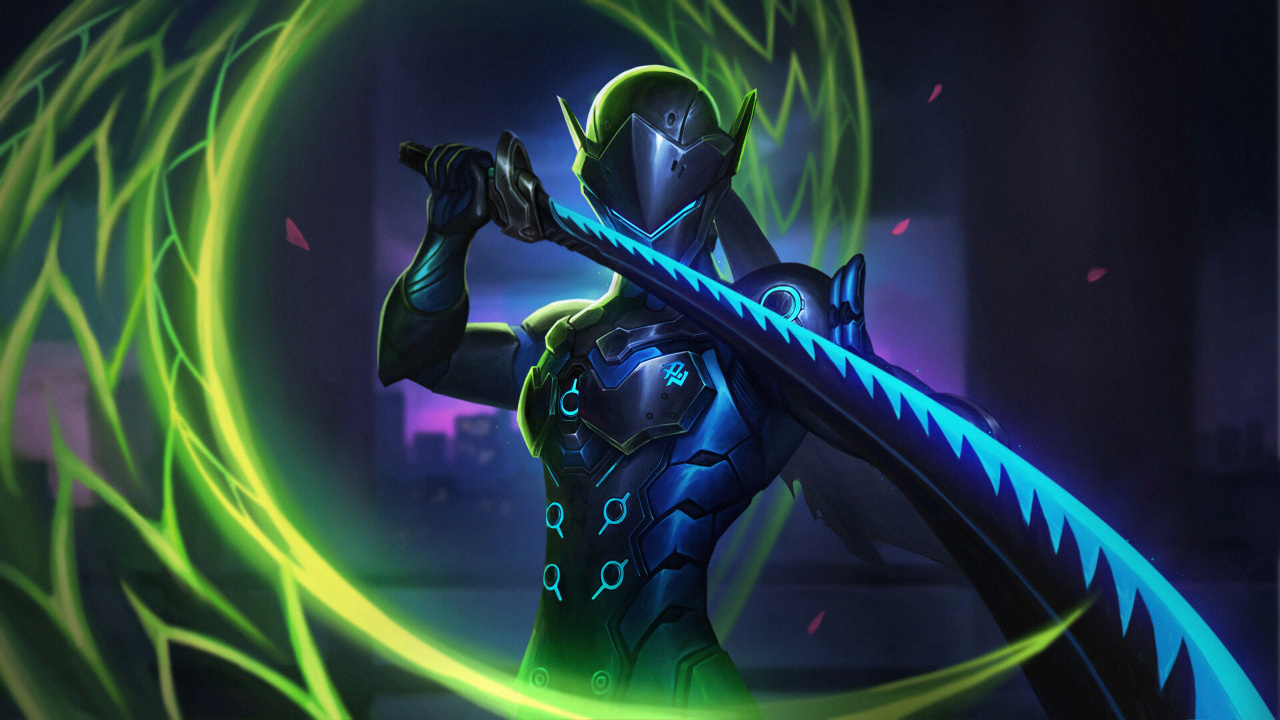 Green and Black Robot Holding a Guitar. Wallpaper in 1280x720 Resolution