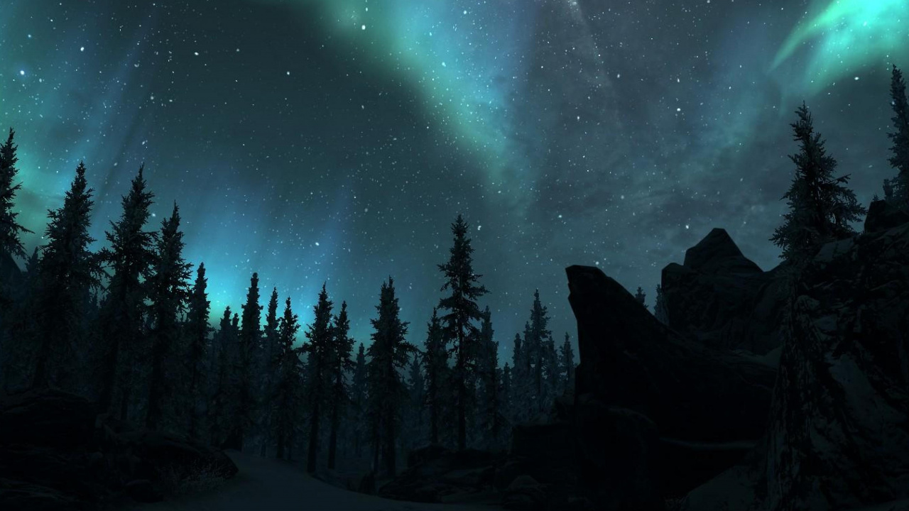 Aurora, Natur, Baum, Natürlichen Umgebung, Nacht. Wallpaper in 1280x720 Resolution