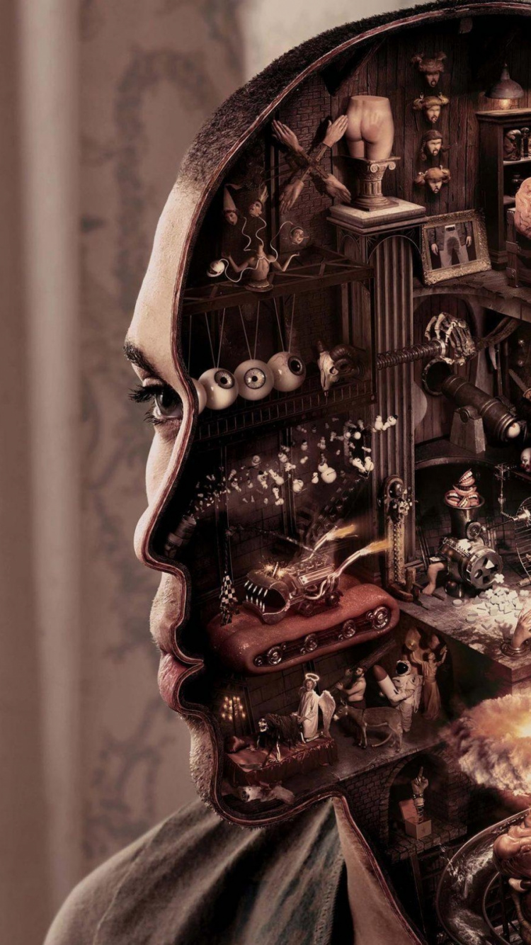 Hombre de Camisa Negra Con Pintura Facial de Calavera. Wallpaper in 750x1334 Resolution