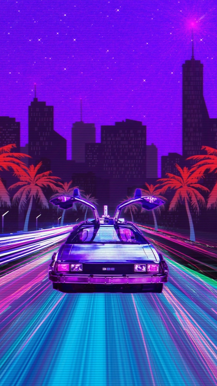 Aesthetics, Vaporwave, Vaporwave Car, Synthwave, Automotive Lighting. Wallpaper in 720x1280 Resolution